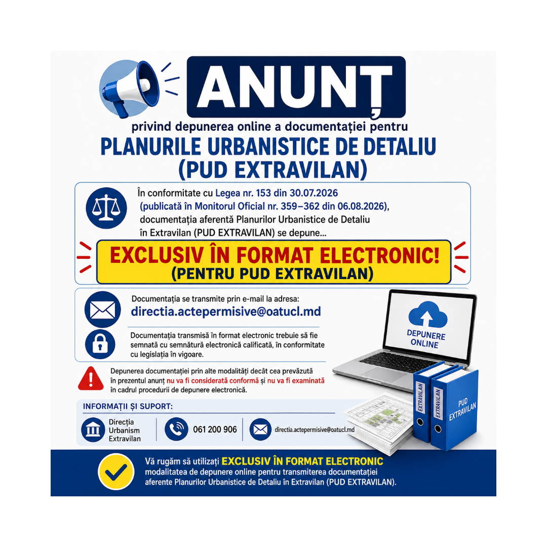 Modificări privind depunerea documentației ,,PUD'' pentru terenurile situate în extravilan.