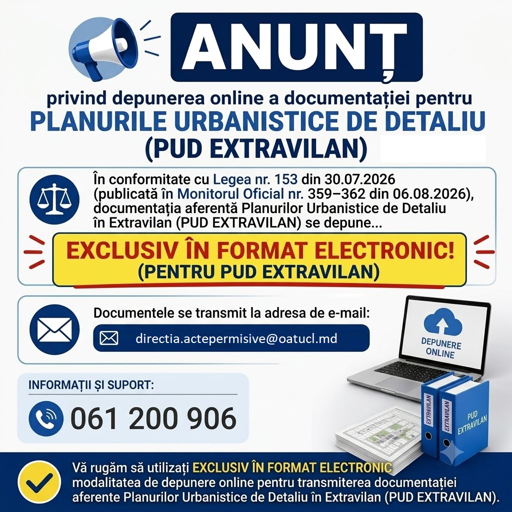 Modificări privind depunerea documentației ,,PUD'' pentru terenurile situate în extravilan.